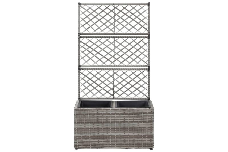 Spaljé med 2 krukor upphöjd 58x30x107 cm konstrotting grå - Grå - Trädgård & spabad - Trädgårdsskötsel - Växthus - Växthustillbehör