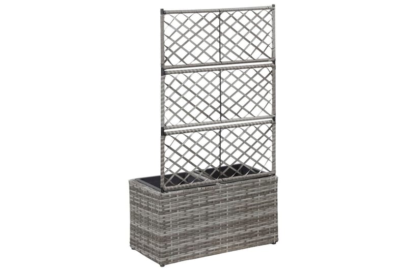 Spaljé med 2 krukor upphöjd 58x30x107 cm konstrotting grå - Grå - Trädgård & spabad - Trädgårdsskötsel - Växthus - Växthustillbehör