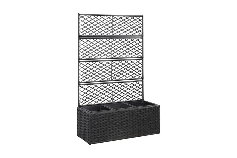 Spaljé med 3 krukor upphöjd 83x30x130 cm konstrotting svart - Svart - Trädgård & spabad - Trädgårdsskötsel - Växthus - Växthustillbehör