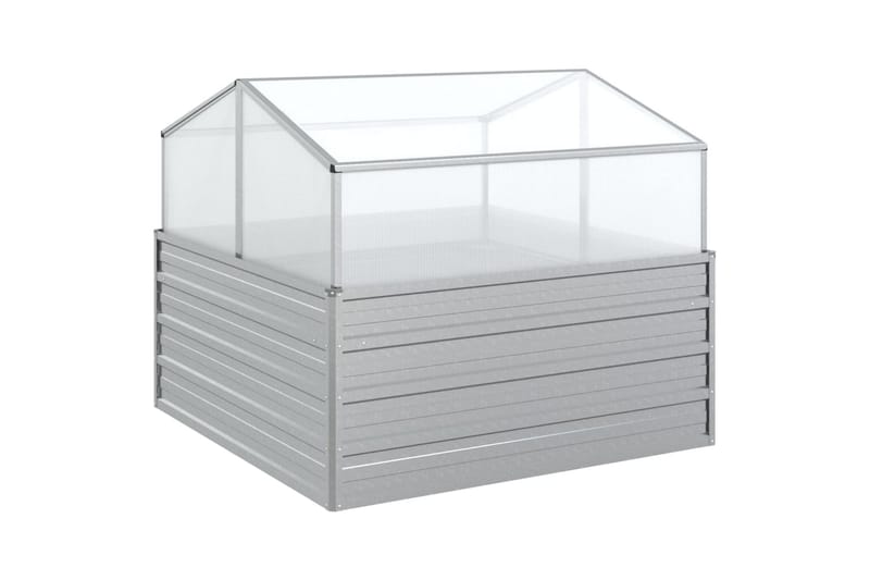 Upphöjd odlingslåda med växthus 100x100x85 cm silver - Silver - Trädgård & spabad - Trädgårdsskötsel - Växthus - Växthustillbehör