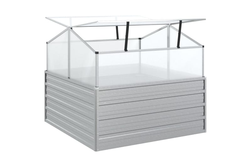 Upphöjd odlingslåda med växthus 100x100x85 cm silver - Silver - Trädgård & spabad - Trädgårdsskötsel - Växthus - Växthustillbehör