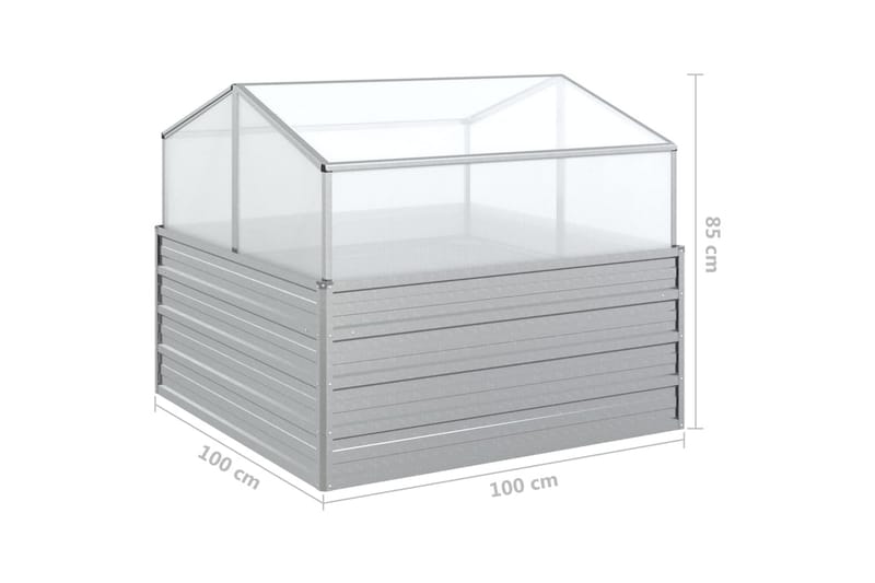 Upphöjd odlingslåda med växthus 100x100x85 cm silver - Silver - Trädgård & spabad - Trädgårdsskötsel - Växthus - Växthustillbehör
