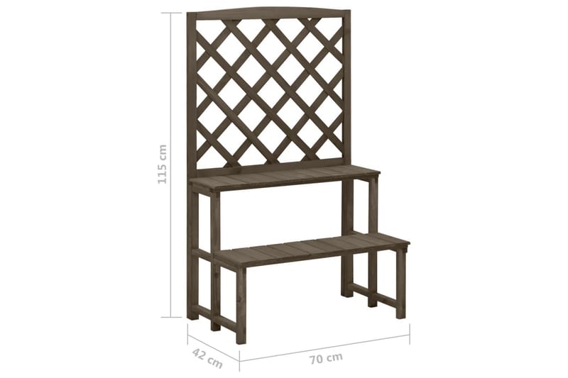 Växtställ med spaljé grå 70x42x115 cm massivt granträ - Grå - Trädgård & spabad - Trädgårdsskötsel - Växthus - Växthustillbehör