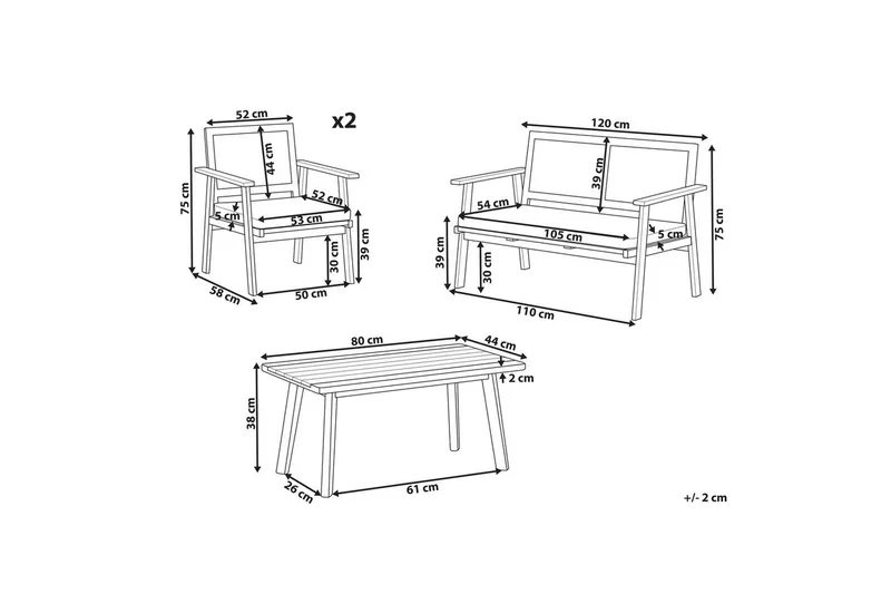 2-sitssoffa med fåtöljer Arenella - Trädgård & spabad - Utemiljö - Altan & terrass - Altanmöbler