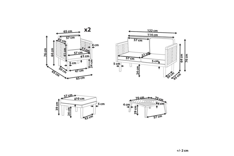2-sitssoffa med fåtöljer Baratti - Trädgård & spabad - Utemiljö - Altan & terrass - Altanmöbler