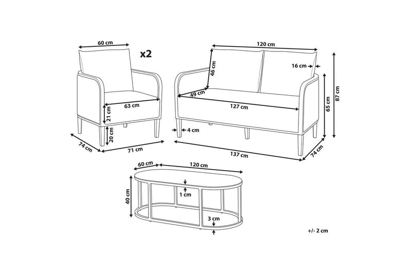2-sitssoffa med fåtöljer Montefalco - Trädgård & spabad - Utemiljö - Altan & terrass - Altanmöbler