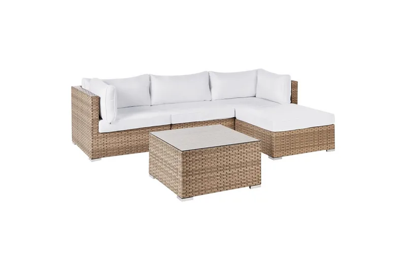3-sits Loungegrupp Sano Högervänd - Natur/vit - Utemöbler - Loungemöbler - Soffgrupp utomhus