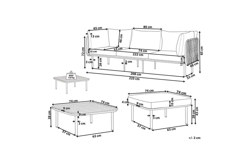 3-sits soffa med ottoman Senise - Trädgård & spabad - Utemiljö - Altan & terrass - Altanmöbler