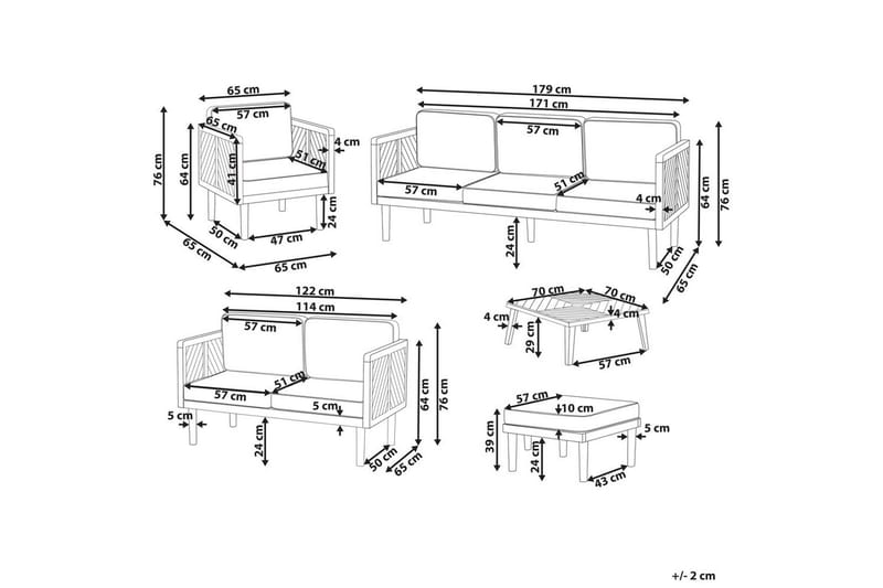 3-sitssoffa med fåtöljer Baratti - Trädgård & spabad - Utemiljö - Altan & terrass - Altanmöbler