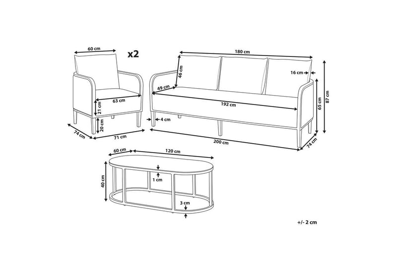 3-sitssoffa med fåtöljer Montefalco - Trädgård & spabad - Utemiljö - Altan & terrass - Altanmöbler