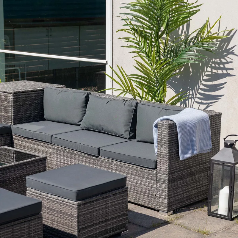 Exklusiv loungegrupp | Inbyggd förvaring | Grå konstrotting | Djursvik - Trädgård & spabad - Utemiljö - Altan & terrass - Altanmöbler