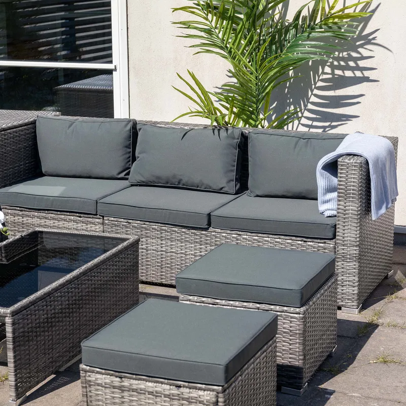 Exklusiv loungegrupp | Inbyggd förvaring | Grå konstrotting | Djursvik - Trädgård & spabad - Utemiljö - Altan & terrass - Altanmöbler