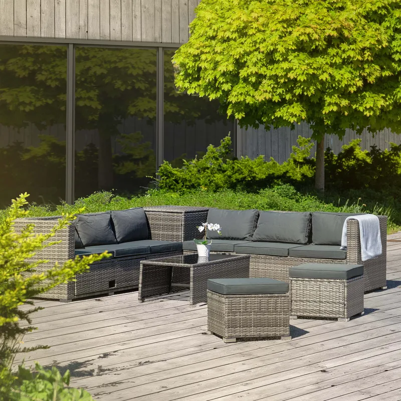 Exklusiv loungegrupp | Inbyggd förvaring | Grå konstrotting | Djursvik - Trädgård & spabad - Utemiljö - Altan & terrass - Altanmöbler