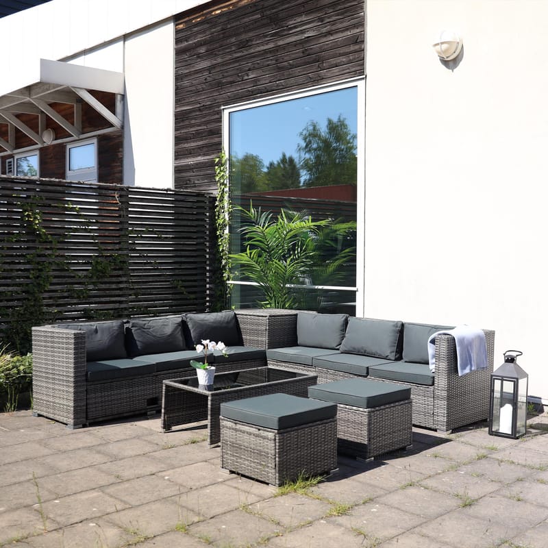 Exklusiv loungegrupp | Inbyggd förvaring | Grå konstrotting | Djursvik - Trädgård & spabad - Utemiljö - Altan & terrass - Altanmöbler