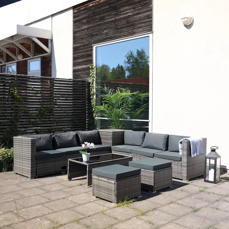 Exklusiv loungegrupp | Inbyggd förvaring | Grå konstrotting | Djursvik - Trädgård & spabad - Utemiljö - Altan & terrass - Altanmöbler