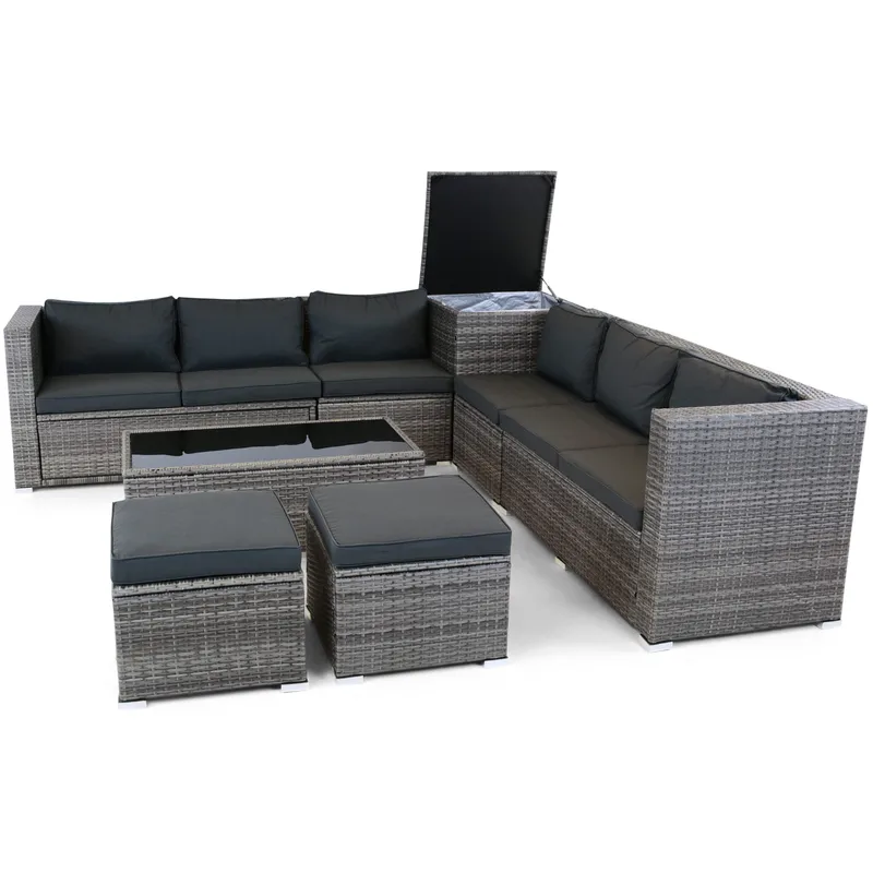 Exklusiv loungegrupp | Inbyggd förvaring | Grå konstrotting | Djursvik - Trädgård & spabad - Utemiljö - Altan & terrass - Altanmöbler