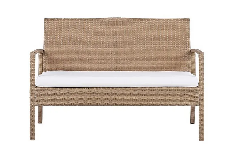 Loungegrupp Utomhus 4-sits konstrotting ljusbrun MARSALA - Trä/natur - Trädgård & spabad - Utemiljö - Altan & terrass - Altanmöbler