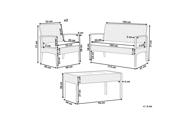 Loungegrupp Utomhus 4-sits konstrotting ljusbrun MARSALA - Trä/natur - Trädgård & spabad - Utemiljö - Altan & terrass - Altanmöbler