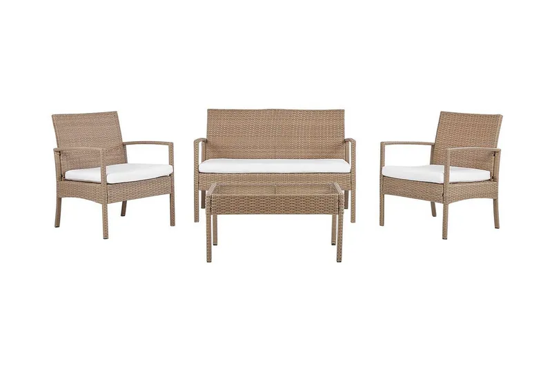 Loungegrupp Utomhus 4-sits konstrotting ljusbrun MARSALA - Trä/natur - Trädgård & spabad - Utemiljö - Altan & terrass - Altanmöbler