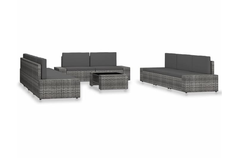 Loungegrupp Utomhus för trädgården 10 delar konstrotting grå - Grå - Trädgård & spabad - Utemiljö - Altan & terrass - Altanmöbler
