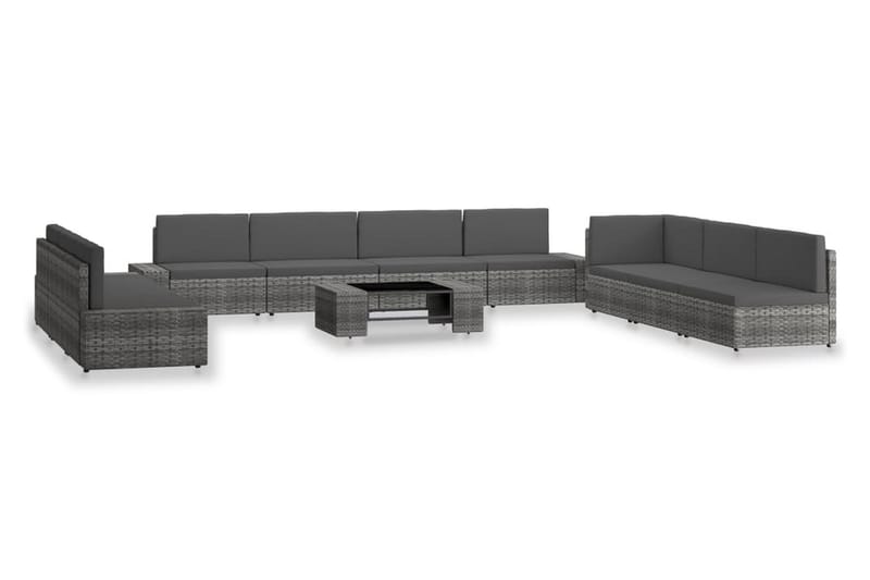 Loungegrupp Utomhus för trädgården 10 delar konstrotting grå - Grå - Trädgård & spabad - Utemiljö - Altan & terrass - Altanmöbler