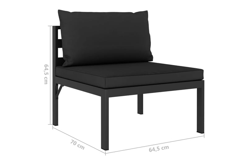 Loungegrupp Utomhus för trädgården 5 delar med dynor aluminium - Antracit - Trädgård & spabad - Utemiljö - Altan & terrass - Altanmöbler