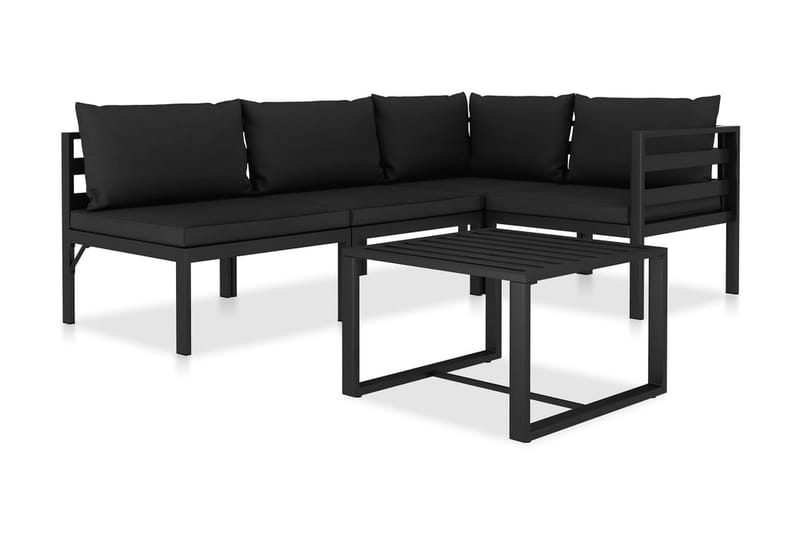 Loungegrupp Utomhus för trädgården 5 delar med dynor aluminium - Antracit - Trädgård & spabad - Utemiljö - Altan & terrass - Altanmöbler