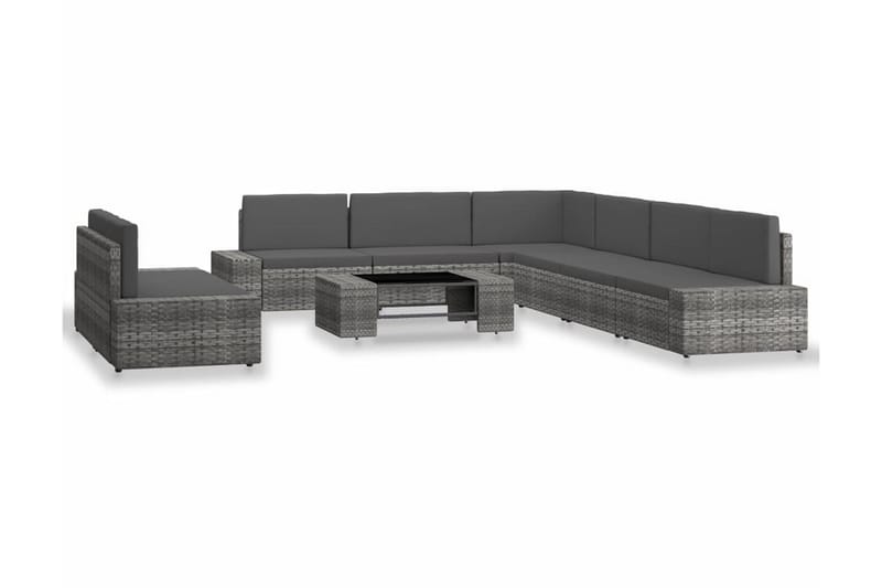 Loungegrupp Utomhus för trädgården 9 delar konstrotting grå - Grå - Trädgård & spabad - Utemiljö - Altan & terrass - Altanmöbler