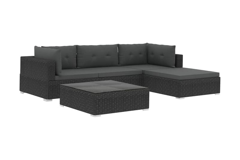 Loungegrupp Utomhus för trädgården med dynor 5 delar konstrotting sv - Svart - Trädgård & spabad - Utemiljö - Altan & terrass - Altanmöbler