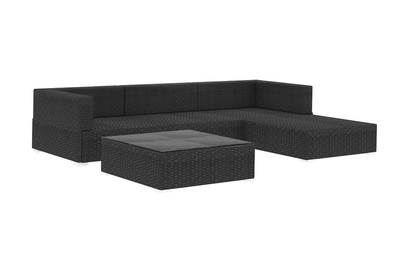 Loungegrupp Utomhus för trädgården med dynor 5 delar konstrotting sv - Svart - Trädgård & spabad - Utemiljö - Altan & terrass - Altanmöbler