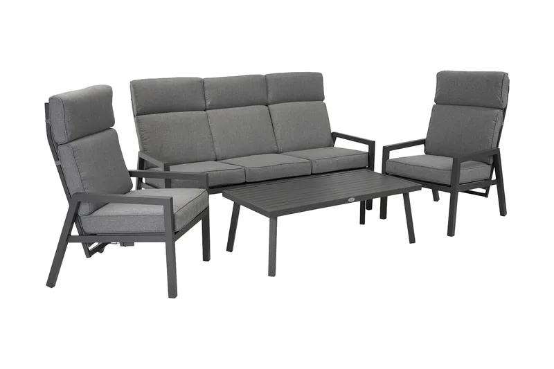 Möbelset Casper Utebord Utesoffa Och 2 Utestolar Mörkgrå, undefined