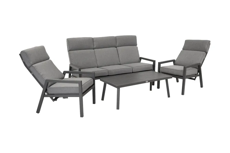 Möbelset Casper Utebord Utesoffa Och 2 Utestolar Mörkgrå - Trädgård & spabad - Utemiljö - Altan & terrass - Altanmöbler