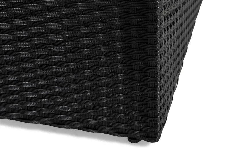 Mendoza l-formad 4-sits soffgrupp i konstrotting för altan och terrass - Svart / Svarta dynor - Trädgård & spabad - Utemiljö - Altan & terrass - Altanmöbler