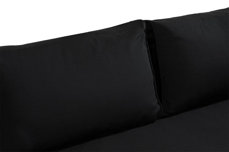 Mendoza l-formad 4-sits soffgrupp i konstrotting för altan och terrass - Svart / Svarta dynor - Trädgård & spabad - Utemiljö - Altan & terrass - Altanmöbler