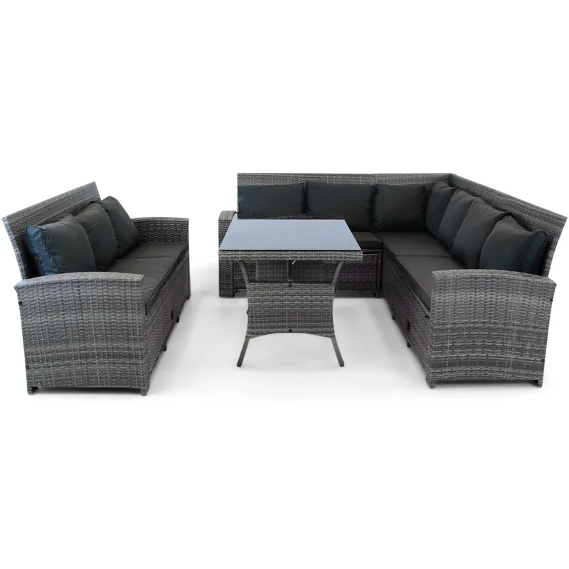 Soffgrupp utemöbler | Inbyggd förvaring | Grå konstrotting | Sannäs, undefined