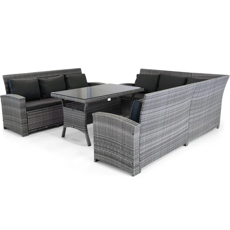 Soffgrupp utemöbler | Inbyggd förvaring | Grå konstrotting | Sannäs - Trädgård & spabad - Utemiljö - Altan & terrass - Altanmöbler