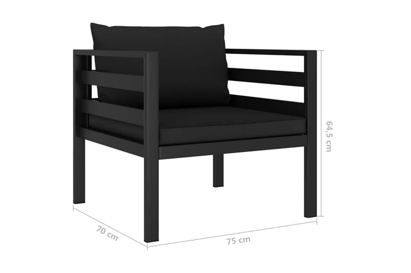 Soffgrupp Utomhus för trädgården 5 delar med dynor aluminium antraci - Grå - Trädgård & spabad - Utemiljö - Altan & terrass - Altanmöbler