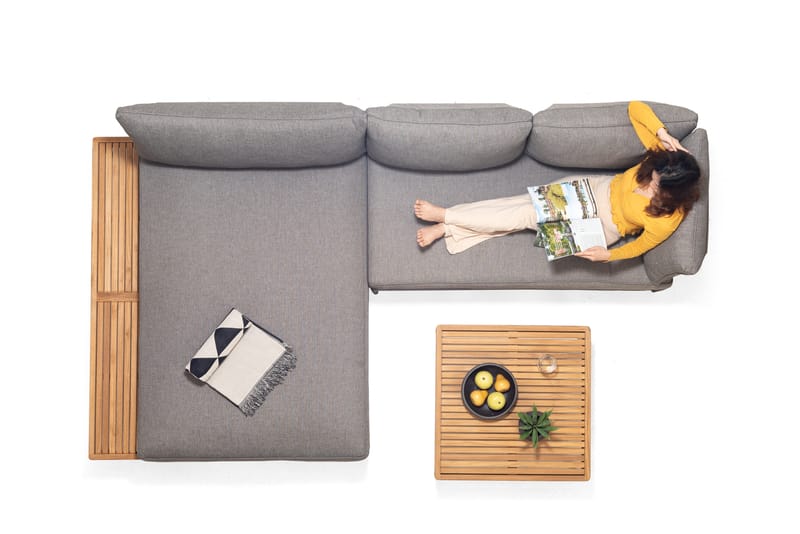 Utomhusset TOPAZ dagbädd + vänster/höger 2-sitssoffa + soffbord 73 cm - magnesiumgrå - Trädgård & spabad - Utemiljö - Altan & terrass - Altanmöbler