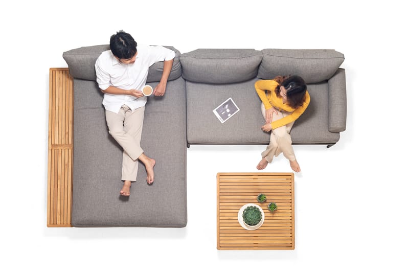 Utomhusset TOPAZ dagbädd + vänster/höger 2-sitssoffa + soffbord 73 cm - magnesiumgrå - Trädgård & spabad - Utemiljö - Altan & terrass - Altanmöbler