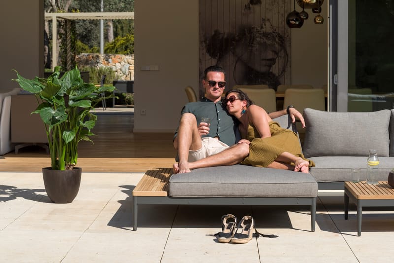 Utomhusset TOPAZ dagbädd + vänster/höger 2-sitssoffa + soffbord 73 cm - magnesiumgrå - Trädgård & spabad - Utemiljö - Altan & terrass - Altanmöbler