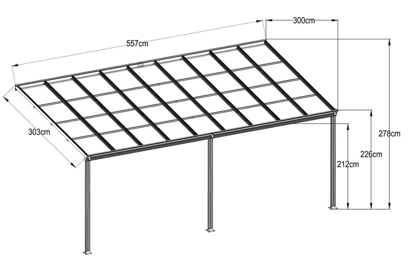 Altantak 5.6x3.0m | Extra h�ög - Altantak & terrasstak - Uterum tak