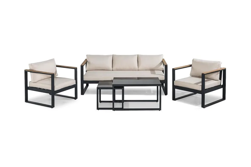 Aspvik Soffgrupp, Svart / Gråa dynor