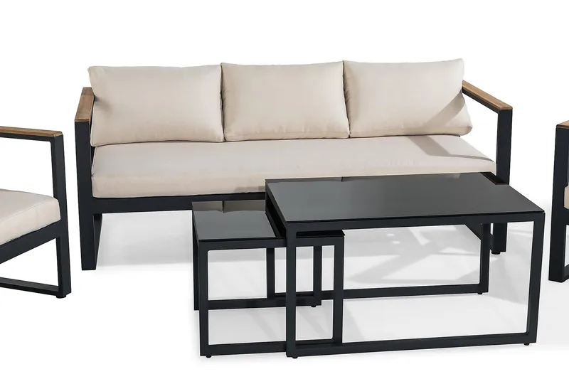 Aspvik Soffgrupp - Svart / Gråa dynor - Trädgård & spabad - Utemiljö - Altan & terrass - Altanmöbler