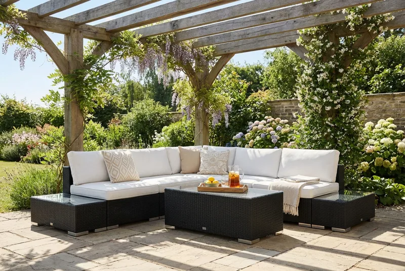 Bahamas Hörnsoffa (Vändbar) öppet avslut inkl avslut 5 sits - bord utan hylla - Trädgård & spabad - Utemiljö - Altan & terrass - Altanmöbler