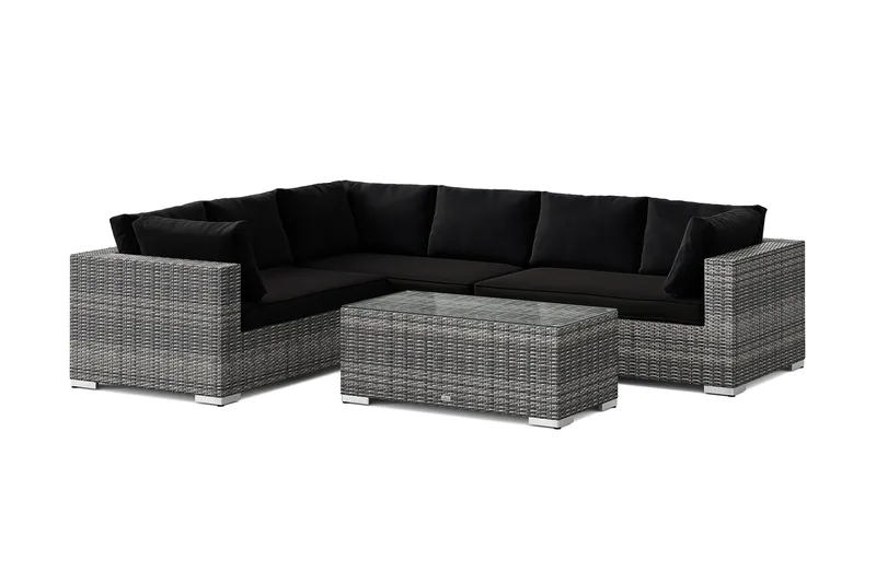 Bahamas L-formad utesoffa höger, 6-sits med bord - Grå - Trädgård & spabad - Utemiljö - Altan & terrass - Altanmöbler