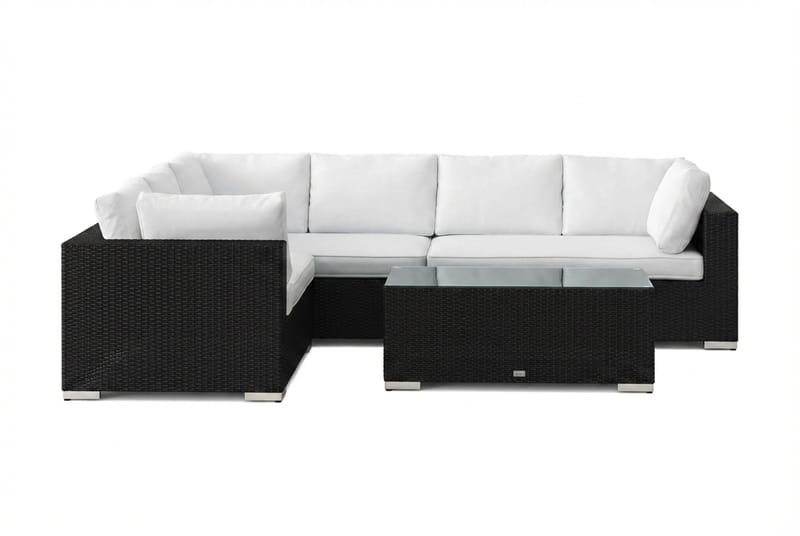 Bahamas L-formad utesoffa höger, 6-sits med bord - Svart - Trädgård & spabad - Utemiljö - Altan & terrass - Altanmöbler