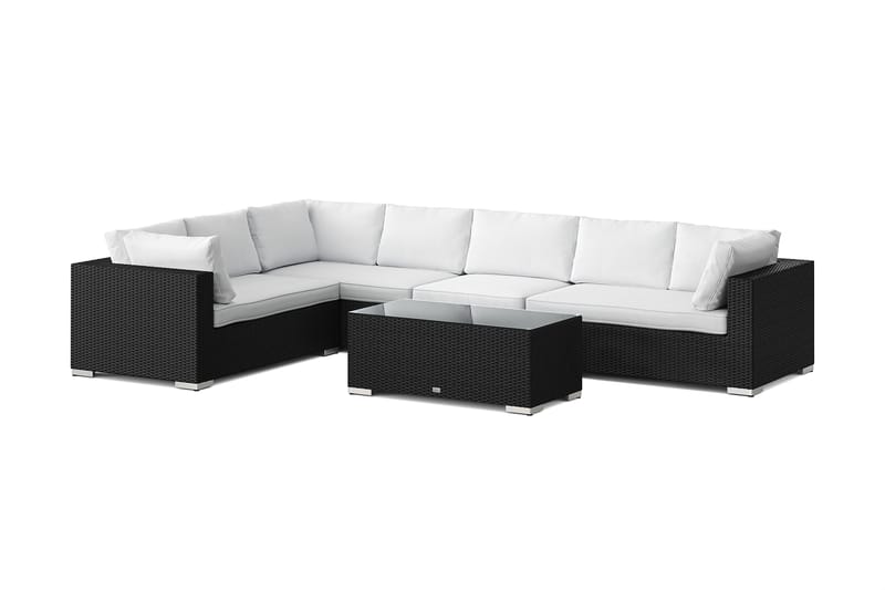 Bahamas L-formad utesoffa höger, 7-sits med bord - Svart - Trädgård & spabad - Utemiljö - Altan & terrass - Altanmöbler