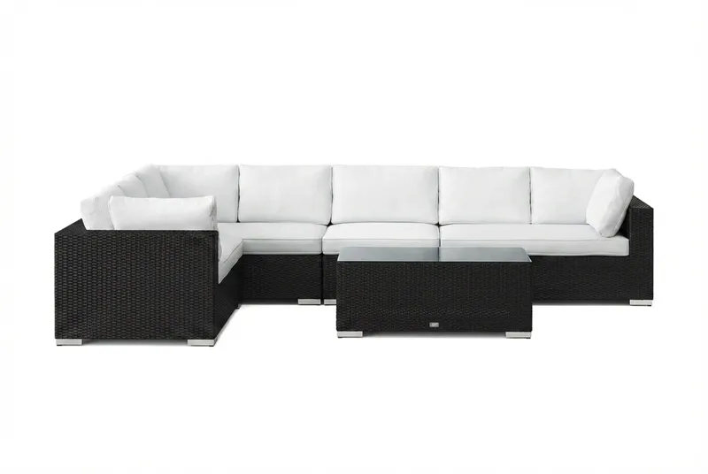 Bahamas L-formad utesoffa höger, 7-sits med bord - Svart - Trädgård & spabad - Utemiljö - Altan & terrass - Altanmöbler