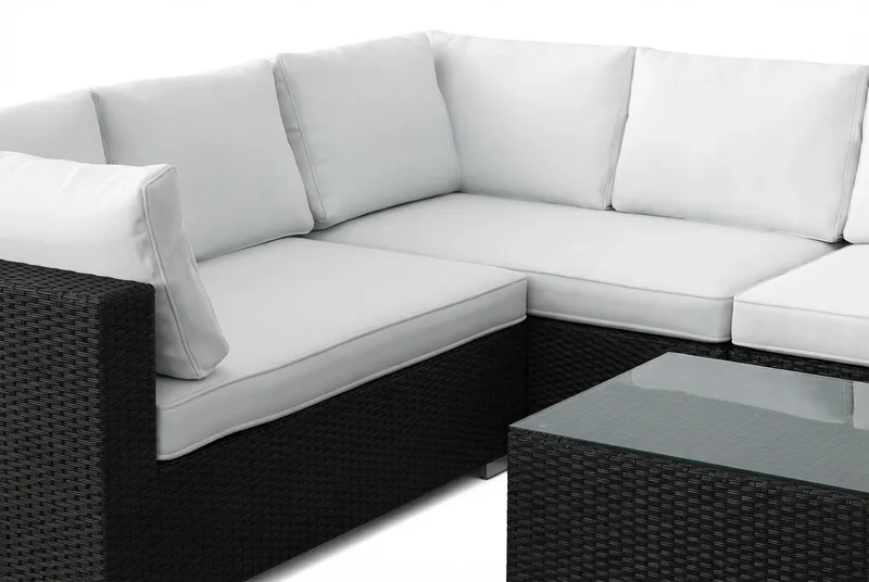 Bahamas L-formad utesoffa höger, 7-sits med bord - Svart - Trädgård & spabad - Utemiljö - Altan & terrass - Altanmöbler