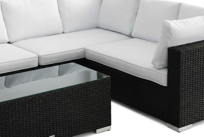 Bahamas L-formad utesoffa vänster, 6-sits med bord - Svart - Trädgård & spabad - Utemiljö - Altan & terrass - Altanmöbler